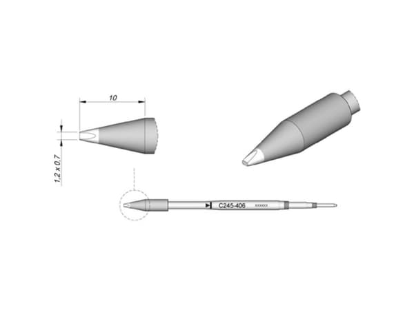 JBC Tools C245406 Loddespids Mejselform, lige Spidsstørrelse 0.7 mm Indhold 1 stk
