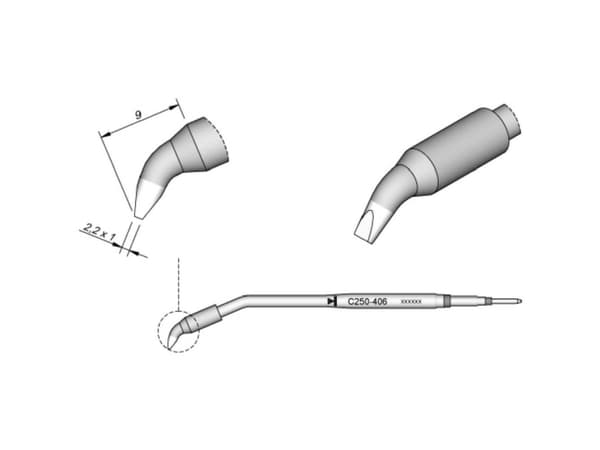 JBC Tools C250406 Loddespids Mejselform, bøjet Spidsstørrelse 1 mm Indhold 1 stk