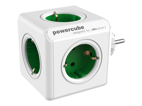 Allocacoc PowerCube original - Kraftdistributionsenhet - AC 230 V - utgångskontakter: 5 (CEE 7/4) - hattgrön