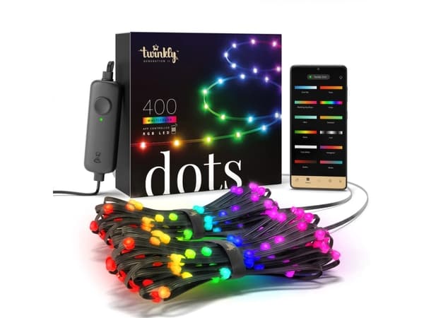 Twinkly Dots - Stringlys - LED - klasse G - RGB-lys - svart