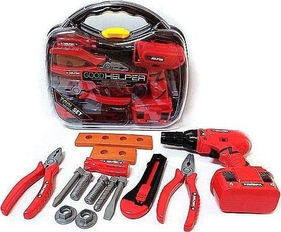 Adar Tools i väska med batteridriven borrmaskin 505063 batteridriven borrmaskin, skruvar, tänger, avbitartång, väska,