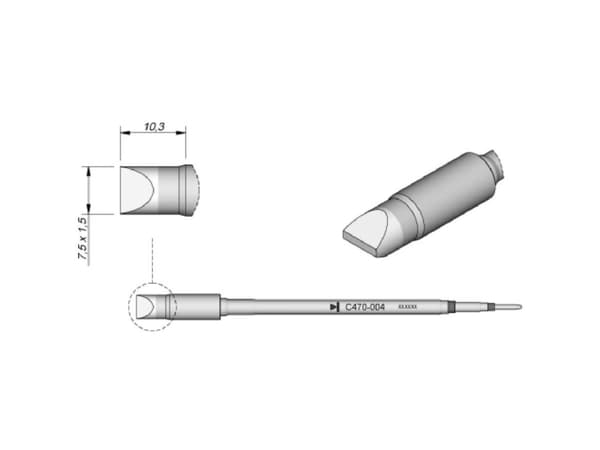 JBC Tools C470004 Loddespids Mejselform, lige Spidsstørrelse 1.5 mm Indhold 1 stk
