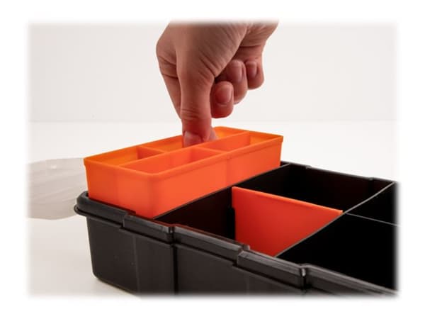 Delock - Verktøykasse - 11 rom - plastikk - svart, oransje