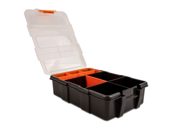 Delock - Verktøykasse - 11 rom - plastikk - svart, oransje