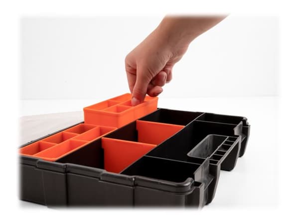 Delock - Verktøykasse - 21 rom - plastikk - svart, oransje