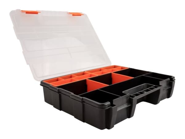 Delock - Verktøykasse - 21 rom - plastikk - svart, oransje