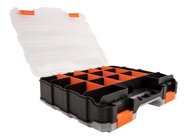 Delock - Toolbox - 2 x 17 compartments - plast - svart, orange