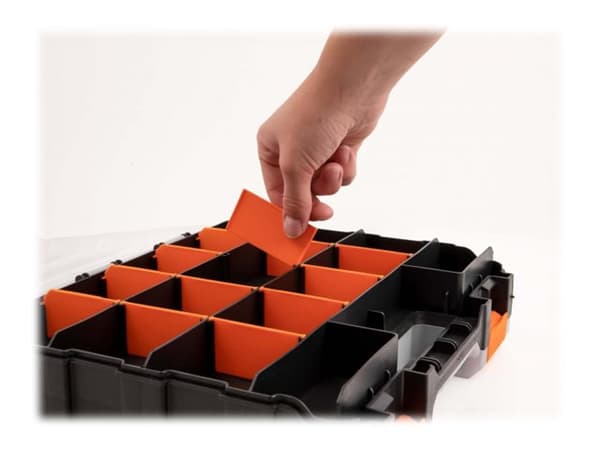 Delock - Toolbox - 2 x 17 compartments - plast - svart, orange