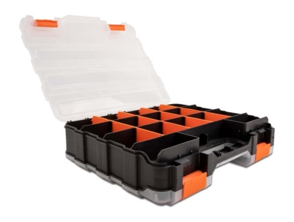 Delock - Toolbox - 2 x 17 compartments - plast - svart, orange