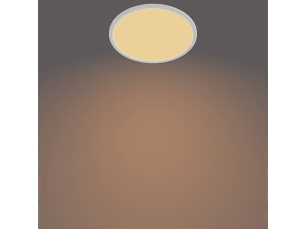 Surface LED luminaire PHILIPS SUPERSLIM, IP44, 18 W, 2700 K, 1500 lm, dimmable, white, Ø29 cm
