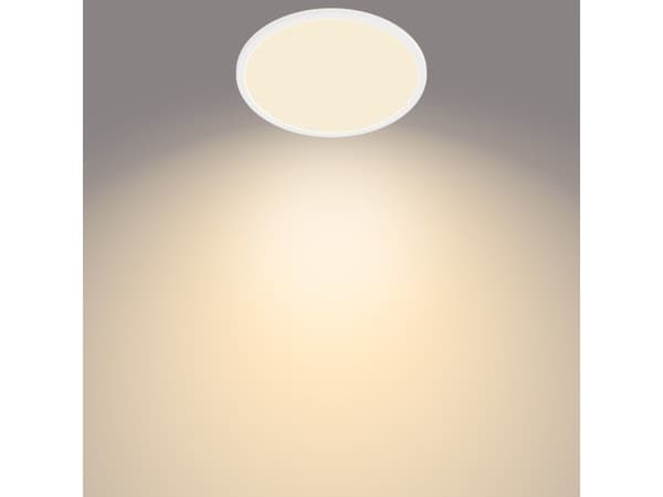 Surface LED luminaire PHILIPS SUPERSLIM, IP44, 18 W, 2700 K, 1500 lm, dimmable, white, Ø29 cm
