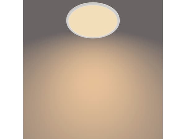 Surface LED luminaire PHILIPS SUPERSLIM, IP44, 18 W, 2700 K, 1500 lm, dimmable, white, Ø29 cm