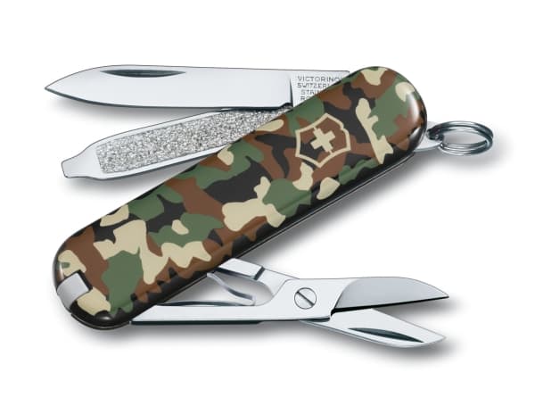 Victorinox Classic camouflage, Fällkniv av slipjoint-modell, Kniv med flera verktyg, 9 mm