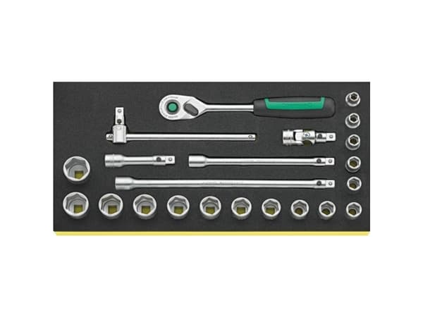 STAHLWILLE TCS 456/16/6 QR, Hylsnyckeluppsättning, 21 styck, Svart, Grön, Silver, 350 mm, 175 mm, 45 mm