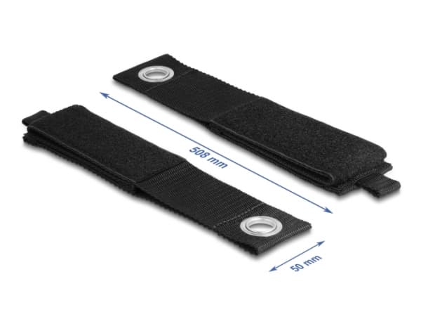 Delock - Krok- og sløyfefesteinnretning - heavy-duty with fastening eye - 50.8 cm - svart (en pakke 5)