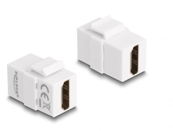Delock Keystone module - HDMI-anslutning - HDMI hona till HDMI hona - vit - 4K 60 Hz (3840 x 2160) stöd (HDMI)