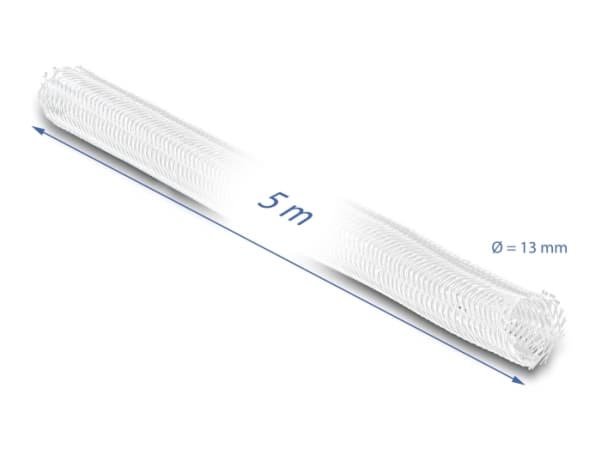 Delock - Flätad ärm - 13 mm diameter - 5 m - vit