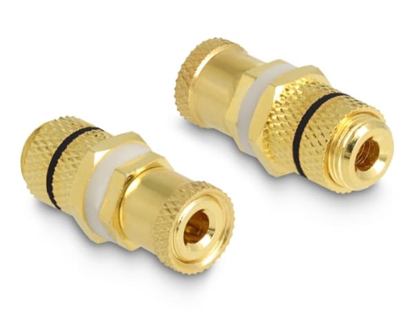Delock - Audio-adapter - Binding Post till Binding Post - guld, black ring