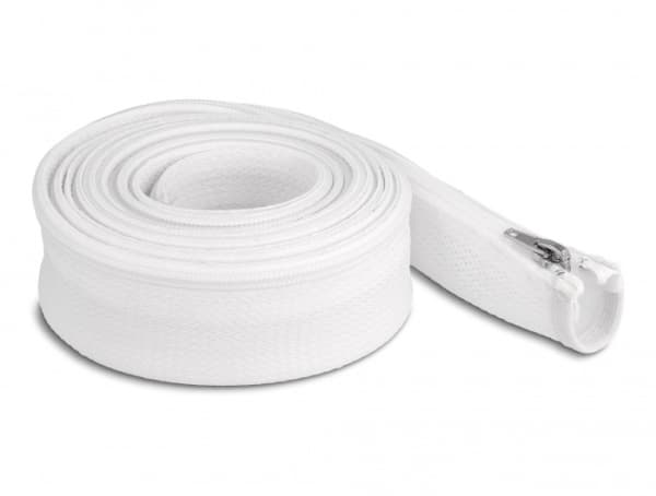 Delock - Flätad ärm - 30 mm diameter with zip fastener - 3 m - vit