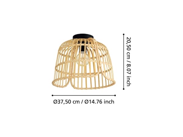 EGLO Glyneath, 1 ampuller, E27, IP20, Sort, Naturlig, Tre