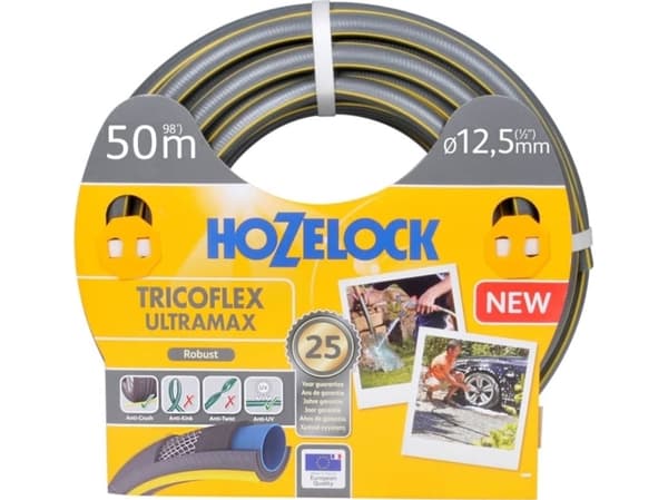 Hozelock 116244, 50 m, Harmaa, Keltainen, Vain letku, PVC-muovi, 1,25 cm, -20 - 40 °C