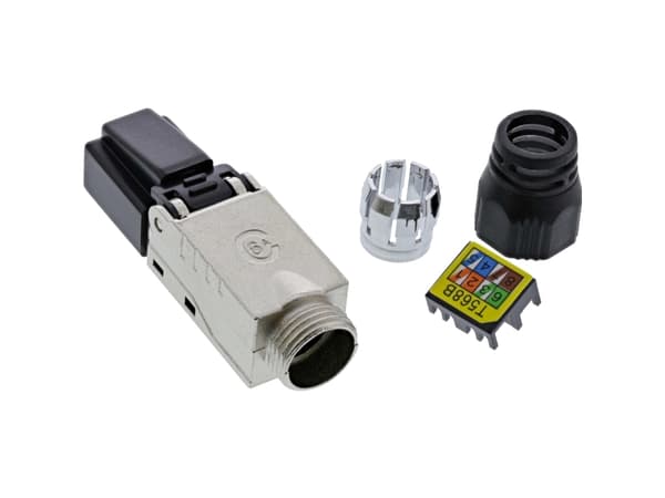InLine 76204B, RJ-45, Musta, Ruostumaton teräs, Uros, Suora, Metalli, Cat6a