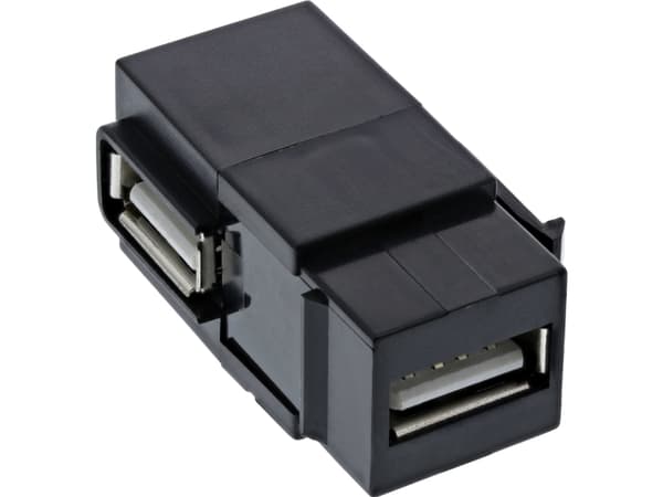 InLine 76202J, Platt, Svart, USB A, Honkoppling, Plast, 1 styck