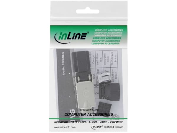 InLine 76204C, RJ-45, Silver, Hankoppling, Rak, Metall, Plast, Cat8.1