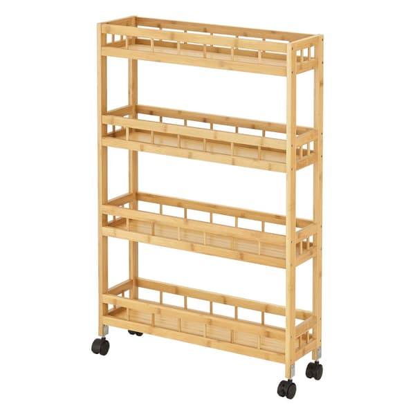 Rullvagn Pyhäjoki serveringsvagn bambu 96x60x18 cm [en.casa]