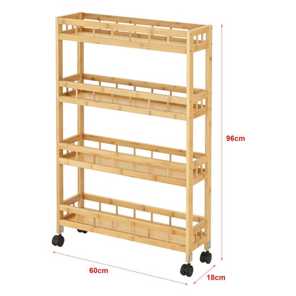 Rullvagn Pyhäjoki serveringsvagn bambu 96x60x18 cm [en.casa]