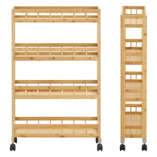 Rullvagn Pyhäjoki serveringsvagn bambu 96x60x18 cm [en.casa]