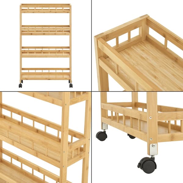 Rullvagn Pyhäjoki serveringsvagn bambu 96x60x18 cm [en.casa]