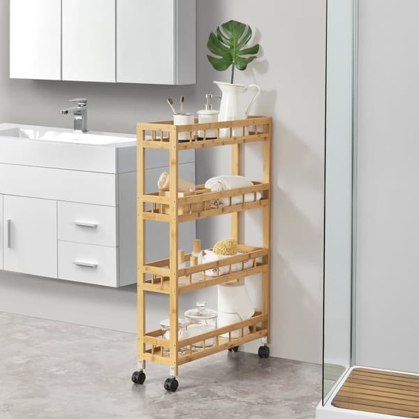 Rullvagn Pyhäjoki serveringsvagn bambu 96x60x18 cm [en.casa]