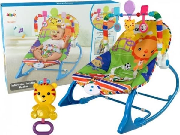LEANToys Bujaczek 2in1 Tiger Blue armchair, vibrations and sounds