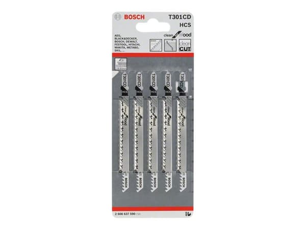 Bosch clean for Wood T 301 CD - pistosahanterä - lastulevylle, vanerille, kuitulevylle, havupuulle - 5 kpl - T-kahva - pituus: 117 mm