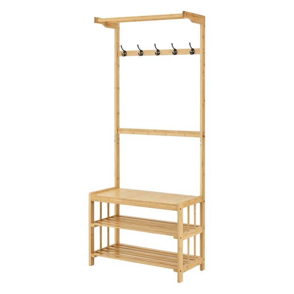 Klädhängare med bänk Tornio klädstativ 168x70x35 cm bambu [en.casa]