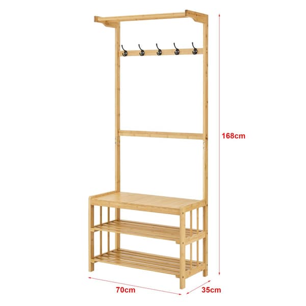 Klädhängare med bänk Tornio klädstativ 168x70x35 cm bambu [en.casa]