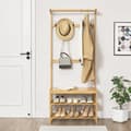 Miniatyrbild 1 av 7: Klädhängare med bänk Tornio klädstativ 168x70x35 cm bambu [en.casa]