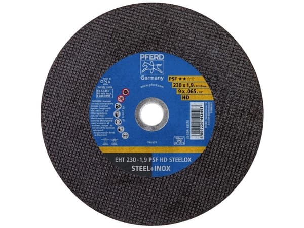 PFERD 61728327, Klippskiva, Platt i mitten, Rostfritt stål, Stål, Varje varumärke, 2,22 cm, 23 cm