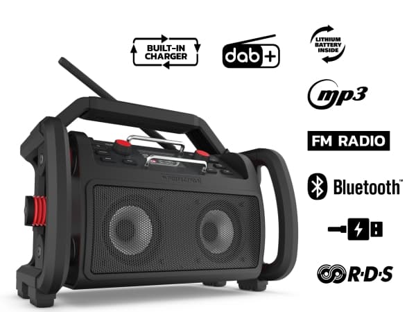 Perfectpro Rockpro, Arbeidsplass, Digitalt, DAB+, FM, 30 W, 7,62 cm, Sort, Rød