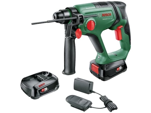 Bosch UniversalHammer 18V - Roterende hammer - trådløs - 4-mode - SDS-plus - 2 joule - 2 batterier, inkludert lader - 18 V