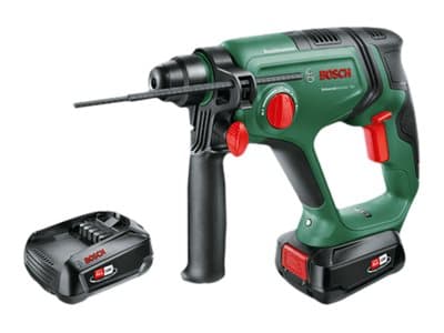 Bosch UniversalHammer 18V - Roterende hammer - trådløs - 4-mode - SDS-plus - 2 joule - 2 batterier, inkludert lader - 18 V