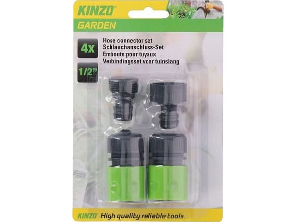 Kinzo Kinzo Set med kopplingar för trädgårdsslangar, 4 stycken