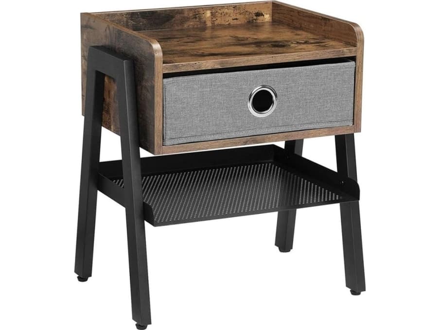 Songmics Coffee bedside table with removable fabric drawer 46x35x52.5cm Vintage VASAGLE