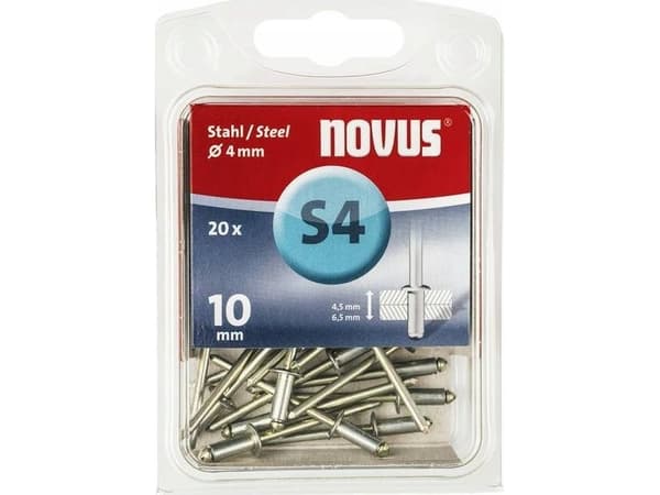 Novus Office 110026857 Blindnitter (Ø x L) 4 mm x 10 mm Stål Stål 20 stk