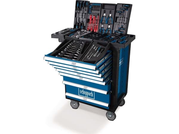 Scheppach TW1000, Svart, Blå, 7 lådor, 7 lådor, 2 hjul, 460 mm, 765 mm