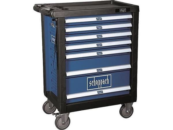 Scheppach TW1000, Svart, Blå, 7 lådor, 7 lådor, 2 hjul, 460 mm, 765 mm
