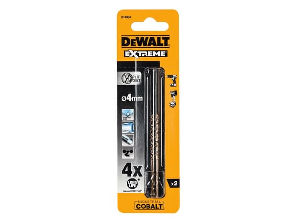 DeWALT DT4904-QZ, Borr, Spiralborrkona, Högerrotation, 4 mm, 75 mm, brons, Gjutjärn, Metall, Rostfritt stål, Stål