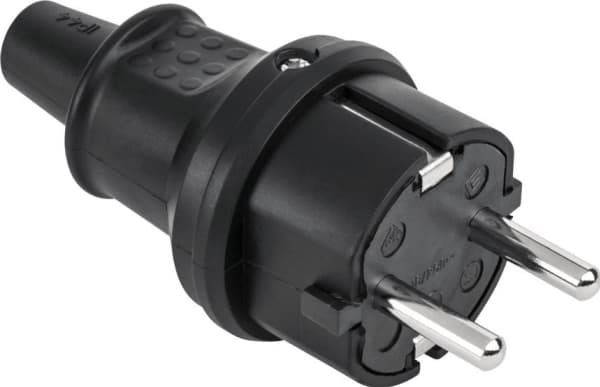 Kemot tysk stickpropp 16A/250V- IP44 (gummi svart) 2237