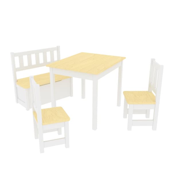 Sittgrupp Lousame matgrupp för barn furu bänk bord 2 stolar [en.casa]